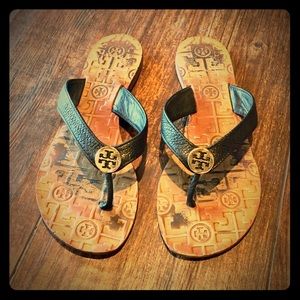Tory Burch Black Monroe Flipflop / Thong Sandals